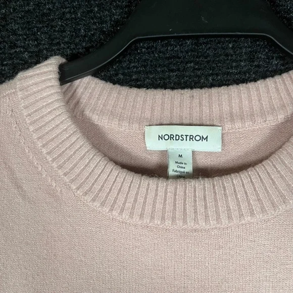 Nordstrom Womens Pink Crewneck Sweater Medium Lenzing Ecovero Viscose Blend Knit - Picture 2 of 6